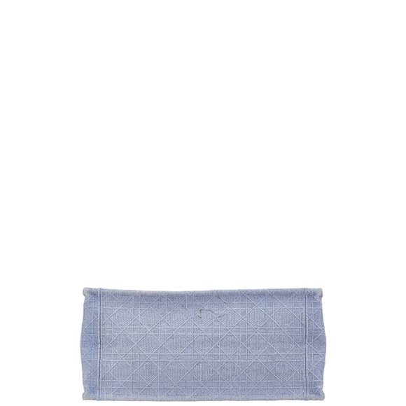 Christian Dior Dior Cannage Book Tote Medium Handbag Bag Blue Canvas Women's - Picture 3 of 8